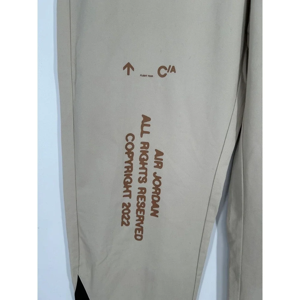 Air Jordan Flight Heritage Woven Pants Mens Large Beige Tan Loose Fit DV1609-206